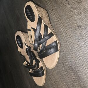Black Wedge Sandals